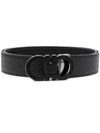 Ferragamo Black Gancini Embossed Reversible Leather Belt In Schwarz