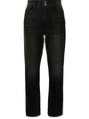 Frame High-rise Straight Leg Jeans In Schwarz