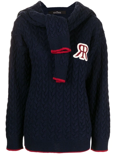 Rokh Sailor Cable Knit Jumper In Blau