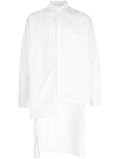 Yohji Yamamoto Asymmetric Long-sleeve Shirt In Weiss