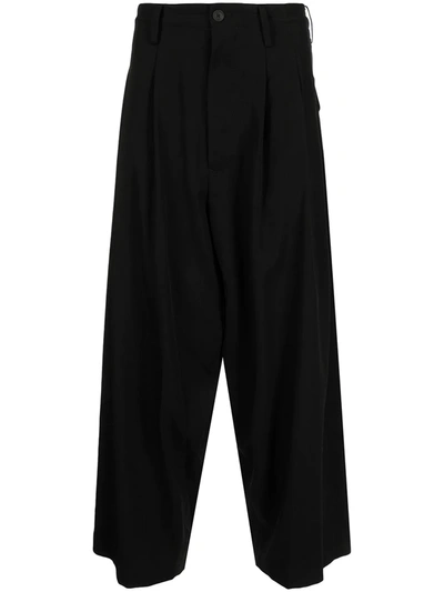 Yohji Yamamoto Compressed Melton Suspender Pants In Black