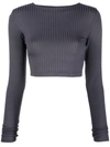 STYLAND RIBBED-KNIT CROPPED TOP