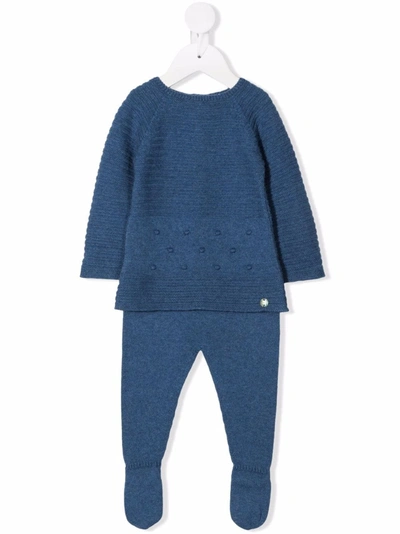 Paz Rodriguez Babies' Elasticated Knitted Trousers In Blue