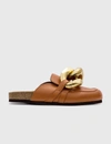 Jw Anderson Chunky Leather Chain Slide Mules In Tan