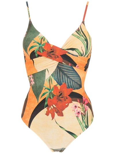 Lygia & Nanny Bianca Floral-print Swimsuit In Gelb
