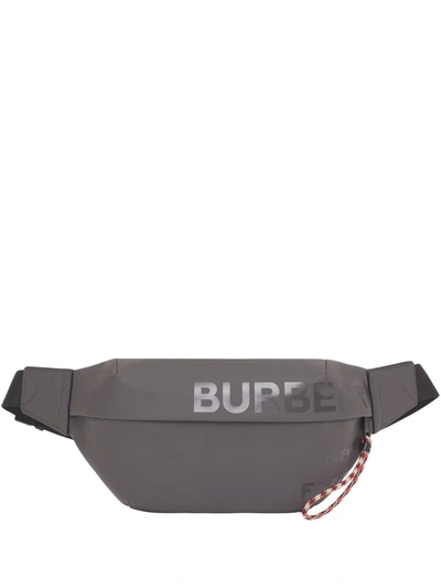 Burberry Medium Sonny Horseferry Logo Coated Canvas Belt Bag In Sepia Grey