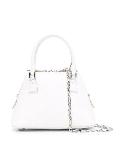 Maison Margiela Logo-patch Leather Tote Bag In Weiss