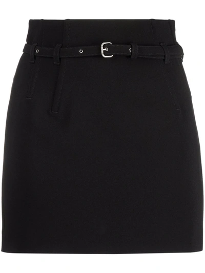 Red Valentino Belted High-waisted Miniskirt In Black