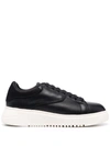 EMPORIO ARMANI PANELLED LOW-TOP LEATHER SNEAKERS