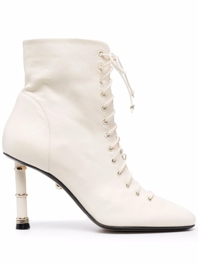 Alevì Love Lace-up Ankle Boots In White