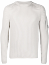 C.p. Company Lens-embellished Ribbed Jumper In Nude