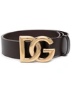 Dolce & Gabbana Leather Logo Belt In Brown,gold