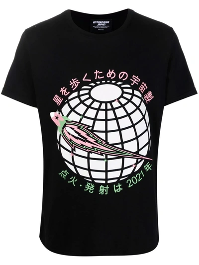 Enterprise Japan Graphic-print Crewneck T-shirt In Black