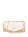 Prada Logo-plaque Interwoven-design Mini Bag In Braun
