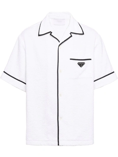 Prada Logo-plaque Short-sleeve Shirt In White