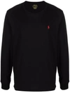 Polo Ralph Lauren Black Crewneck Sweatshirt With Pony Embroidery In Cotton Blend Man In Schwarz