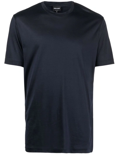 Giorgio Armani Low-constrast Print T-shirt In Navy