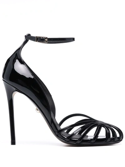 Alevì Elisa 110 Sandals In Black Patent Leather