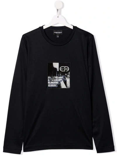 Emporio Armani Teen Photograph Print T-shirt In 蓝色