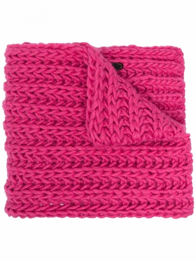 M Missoni Logo-patch Chunky-knit Scarf In Pink