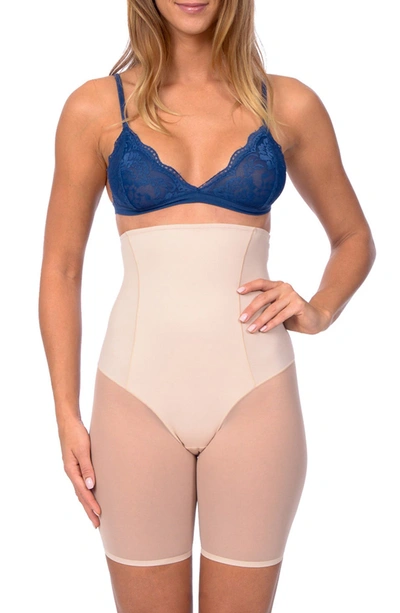 Body Beautiful Extra Hi Waist Shaper With Targeted Double Front Panel For Smooth Shaping In Nude