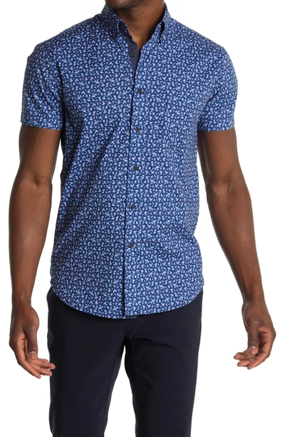 Construct Mini Rose Short Sleeve Button Down Shirt In Purple