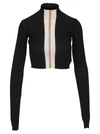 Palm Angels Woman Black Crop Sweater With Contrast Stripe In Black