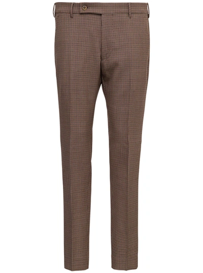 Berwich Brown Tailored Houndstooth Wool Pants