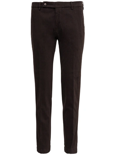 Berwich Brown Cotton Tailored Pants In Black