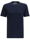 OFFICINE GENERALE BLUE COTTON AND LYOCELL T-SHIRT,W21MTEE204PRENAVY