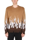 VISION OF SUPER DOUBLE FLAME SWEATER,VOS/B8DOUBLEBEIGE BEIGE