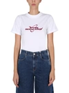 Stella Mccartney Women's T-shirt With Logo Print In Bianco