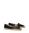 Tory Burch Eleanor Leather Medallion Loafer Espadrilles In Perfect Black