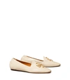 Tory Burch Eleanor Leather Medallion Loafers In New Cream
