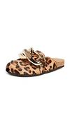 Jw Anderson Chain-embellished Leopard-print Calf Hair Slippers