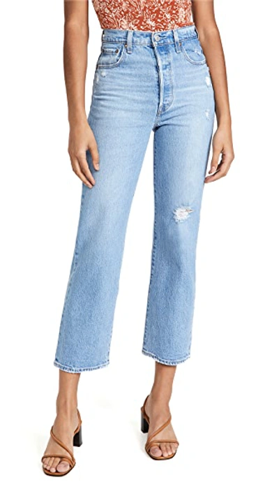 Levi's Ribcage Straight Ankle Jeans In Light Blue