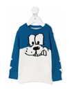 Stella Mccartney Dog Intarsia Cotton-blend Sweater In Blue