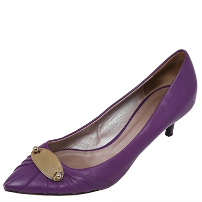 Pre-owned Versace Purple Leather Pointed Toe Pumps Size 41