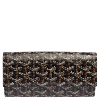 Pre-owned Goyard Ine Coated Canvas Varenne Continental Wallet In Black