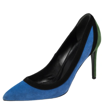 Pre-owned Gucci Tricolor Suede Pointed Toe Pumps Size 35.5 In Multicolor