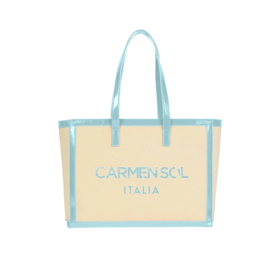Carmen Sol Capri Canvas Mid Tote In Baby-blue