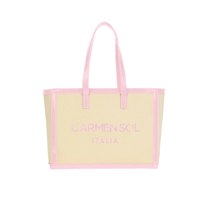 Carmen Sol Capri Canvas Mid Tote In Baby-pink