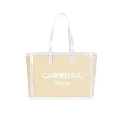 Carmen Sol Capri Canvas Mid Tote In White