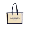 Carmen Sol Capri Canvas Mid Tote In Navy Blue