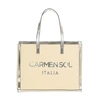 Carmen Sol Roma Canvas Large Tote In Silver