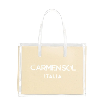 Carmen Sol Roma Canvas Large Tote In White