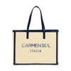 Carmen Sol Roma Canvas Large Tote In Navy Blue