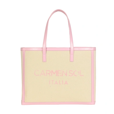 Carmen Sol Roma Canvas Large Tote In Baby-pink