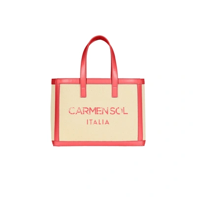 Carmen Sol Venezia Canvas Mini Tote In Neon Pink