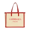 Carmen Sol Roma Canvas Large Tote In Red